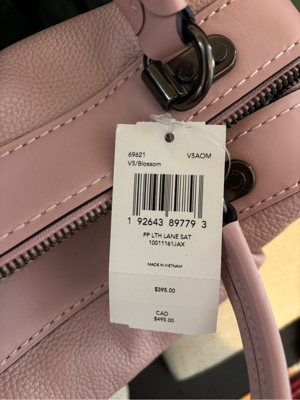 Coach Pink Pebbled Leather Shoulder Satchel with Removable Strap - Picture 7 of 11